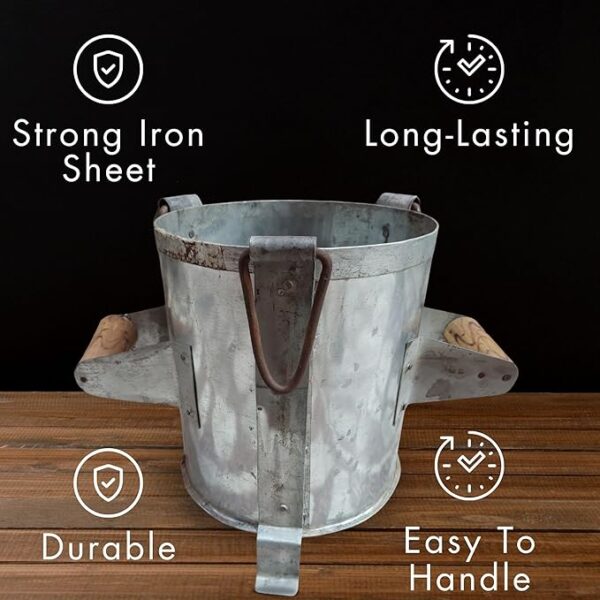 Maruti Traditional Durable Iron Sigdi/Angeethi/Chulha/Coal Charcoal Keeper/Stove Tandoor/Griller Heater Oven/Iron Ashtray/size - Image 2